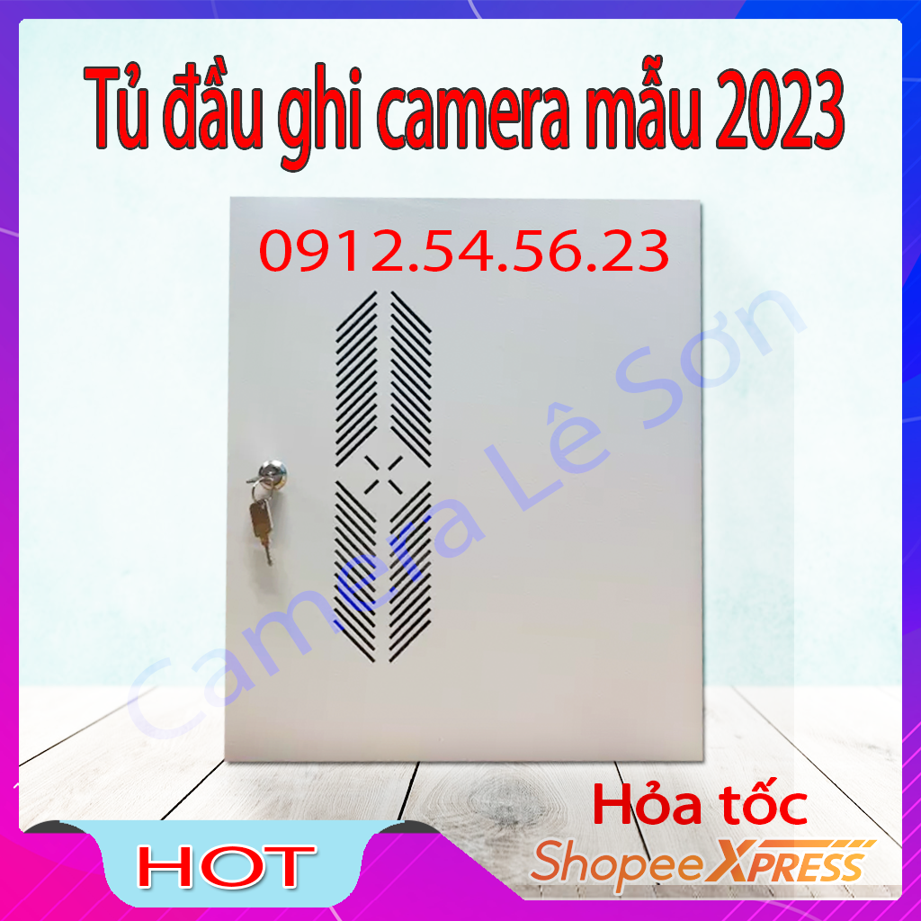Tủ điện, rack mạng, đựng đầu ghi camera 45x38x13cm sơn tĩnh điện có khóa - mẫu mới 2023