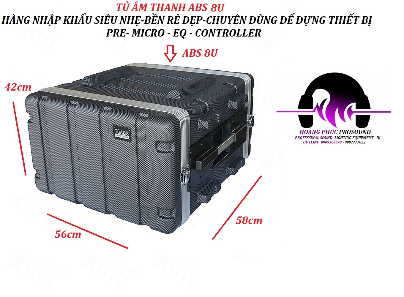 TỦ ÂM THANH ABS 8U  SIÊU NHẸ-BỀN RẺ ĐẸP-CHUYÊN DÙNG ĐỂ ĐỰNG THIẾT BỊ PRE- MICRO- EQ - CONTROLLER