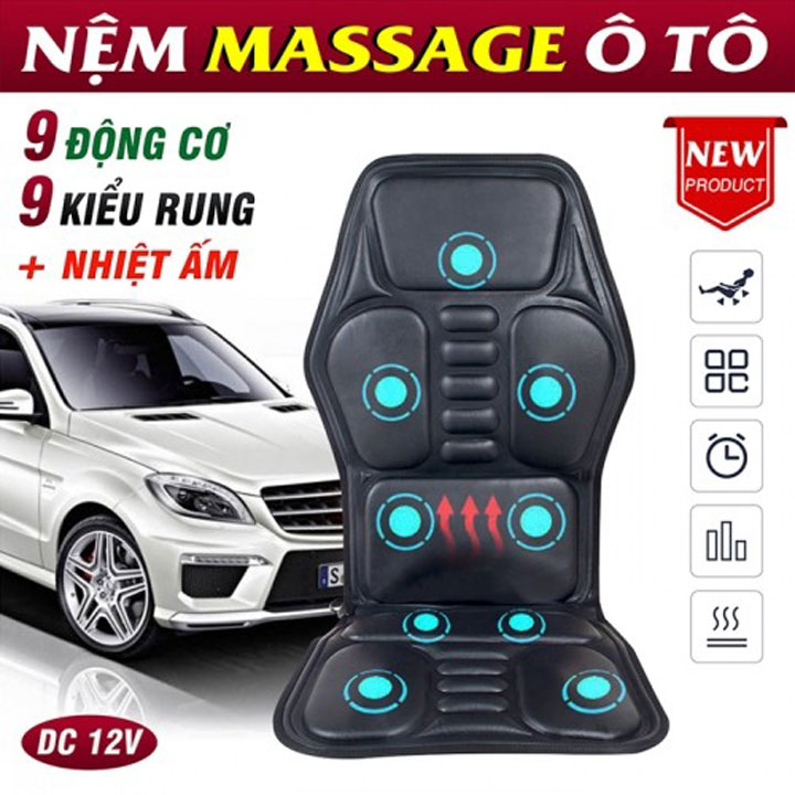 Ghế đệm massage ô tô hoặc tại nhà có nhiệt sưởi, 9 cấp độ rung Yijia YJ-308