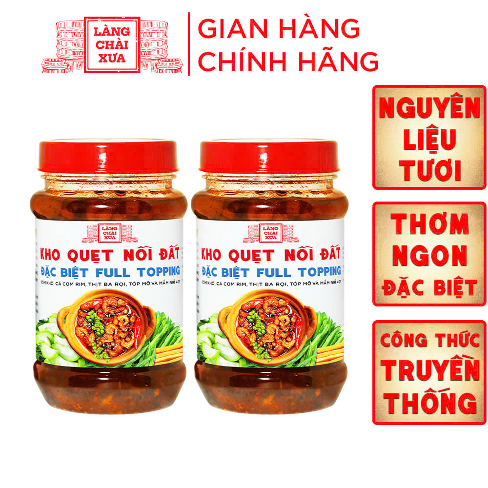 COMBO 2 HỦ Kho quẹt nồi đất Làng Chài Xưa 250g hủ thơm ngon đặc biệt full topping tôm khô cá cơm rim thịt ba rọi tốp mỡ mắm nhỉ