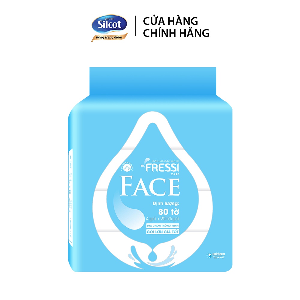 Gift - Combo 4 gói khăn ướt chăm sóc da Fressi Care Face 20 miếng gói
