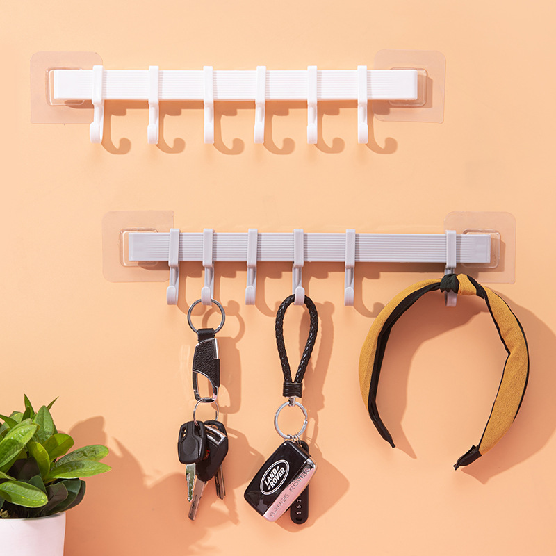 Thanh treo đồ 6 móc dán tường siêu chắc, có nhãn dán lazy life store