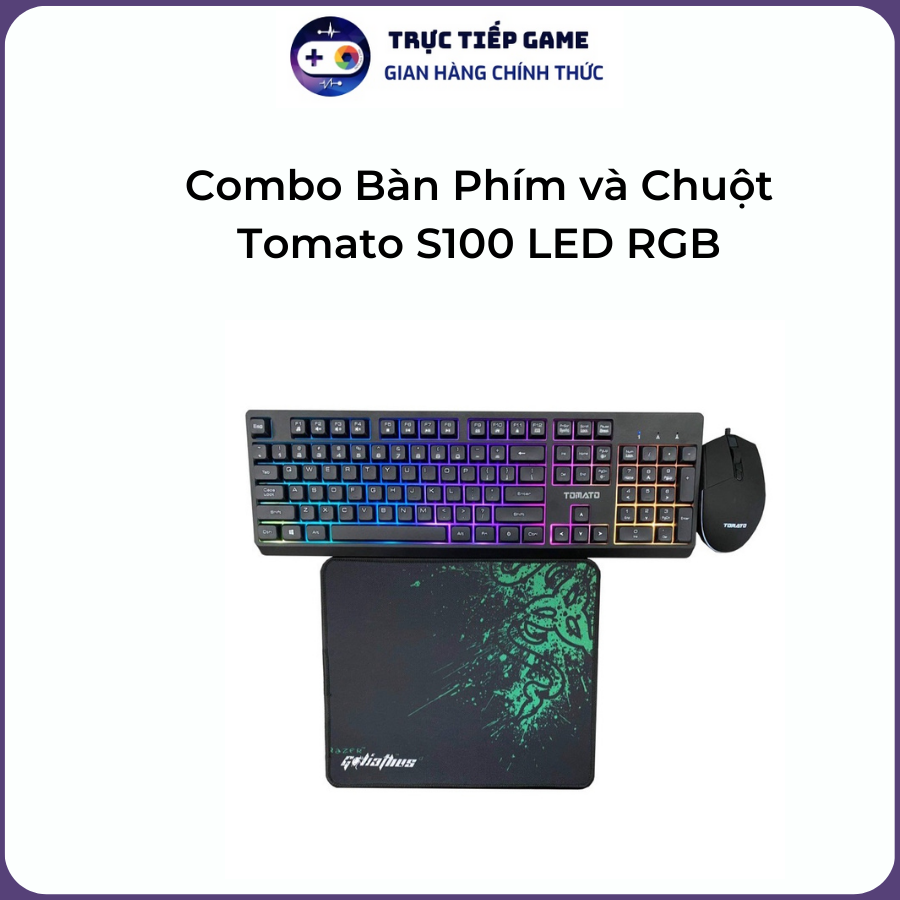 Combo bàn phím và chuột tomato s100 led rgb tặng kèm pad chuột trực tiếp game - ttg shop