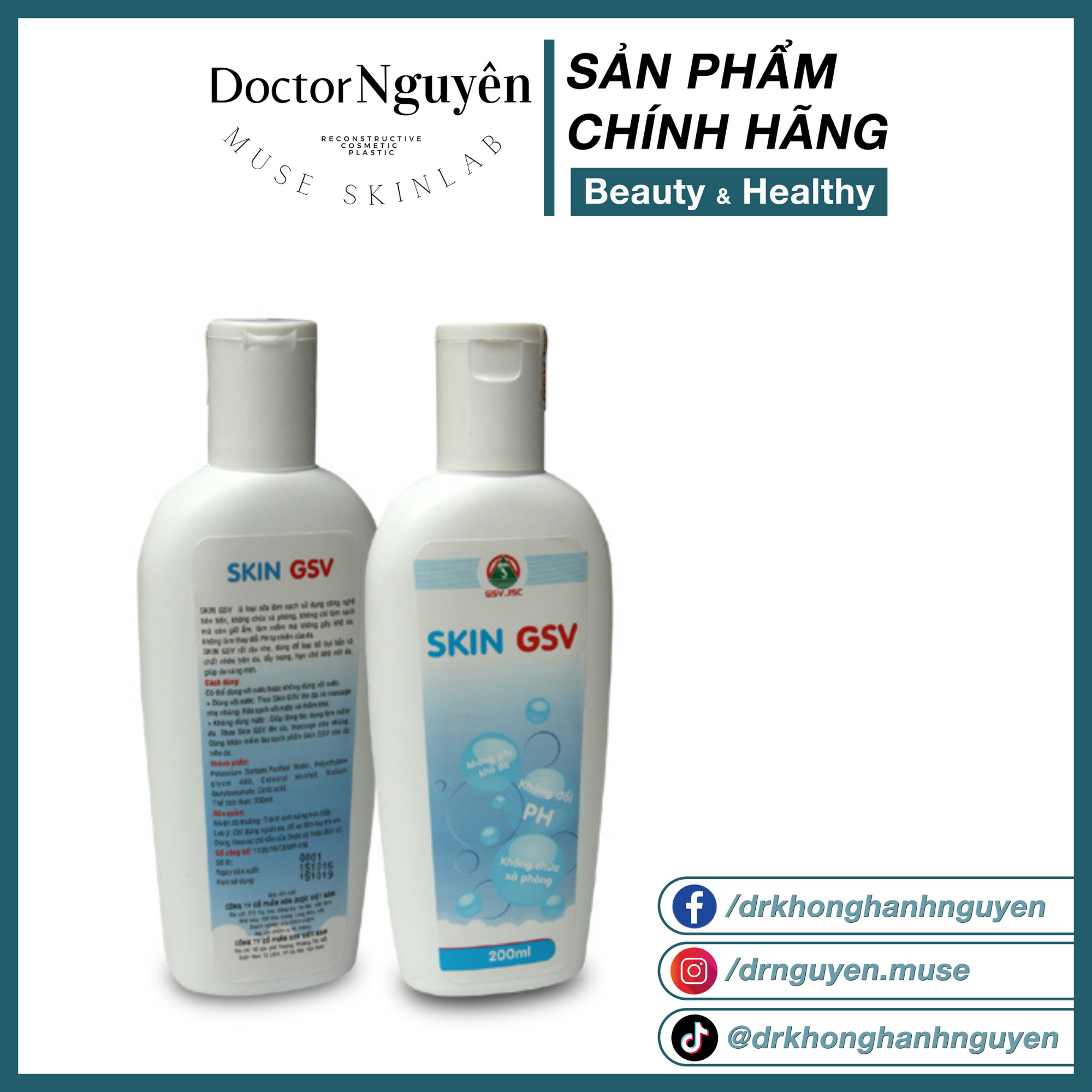 [HÀNG NHẬP KHẨU] Sữa Tắm, Sữa Rửa Mặt Skin GSV Dành Cho Da Nhạy Cảm