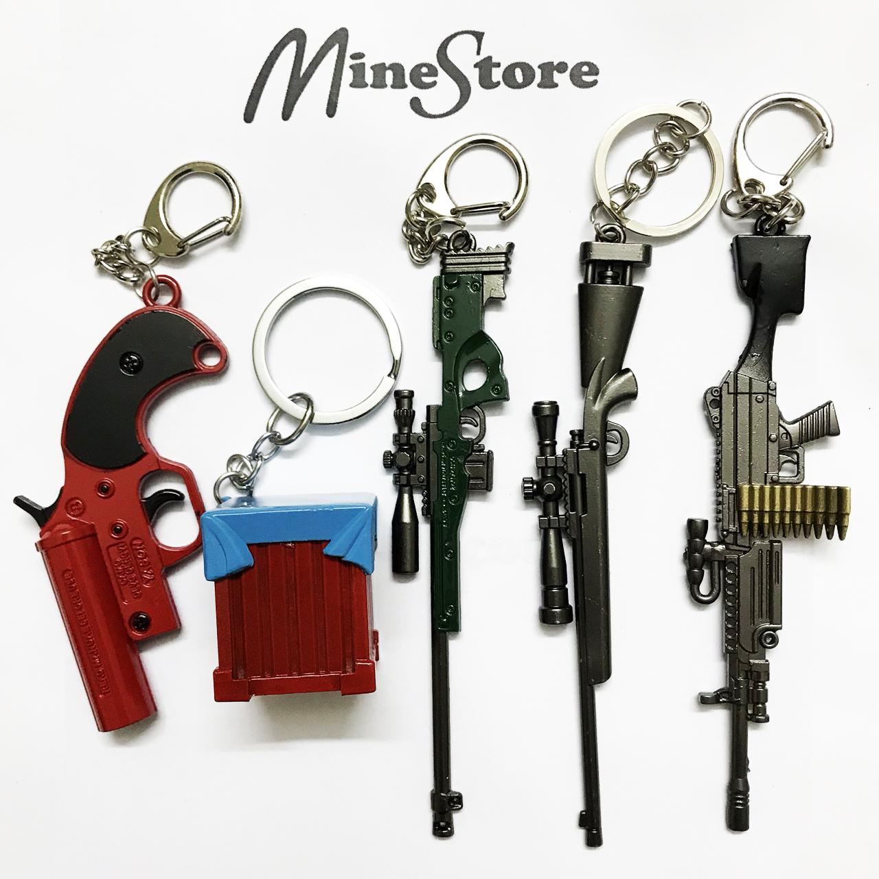 Combo 5 Móc Khóa PUBG: FlareGun, Hòm Thính, AWM, M24, M249 PUBG (Mô Hình Trưng Bầy Size 12Cm)