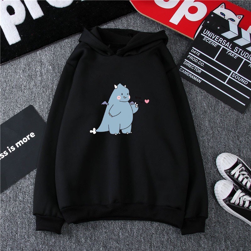 [HCM]Áo khoác hoodie nam nữ mẫu khủng long u đầu siêu dễ thương form dưới 55kg áo khoác nỉ unisex siêu hot