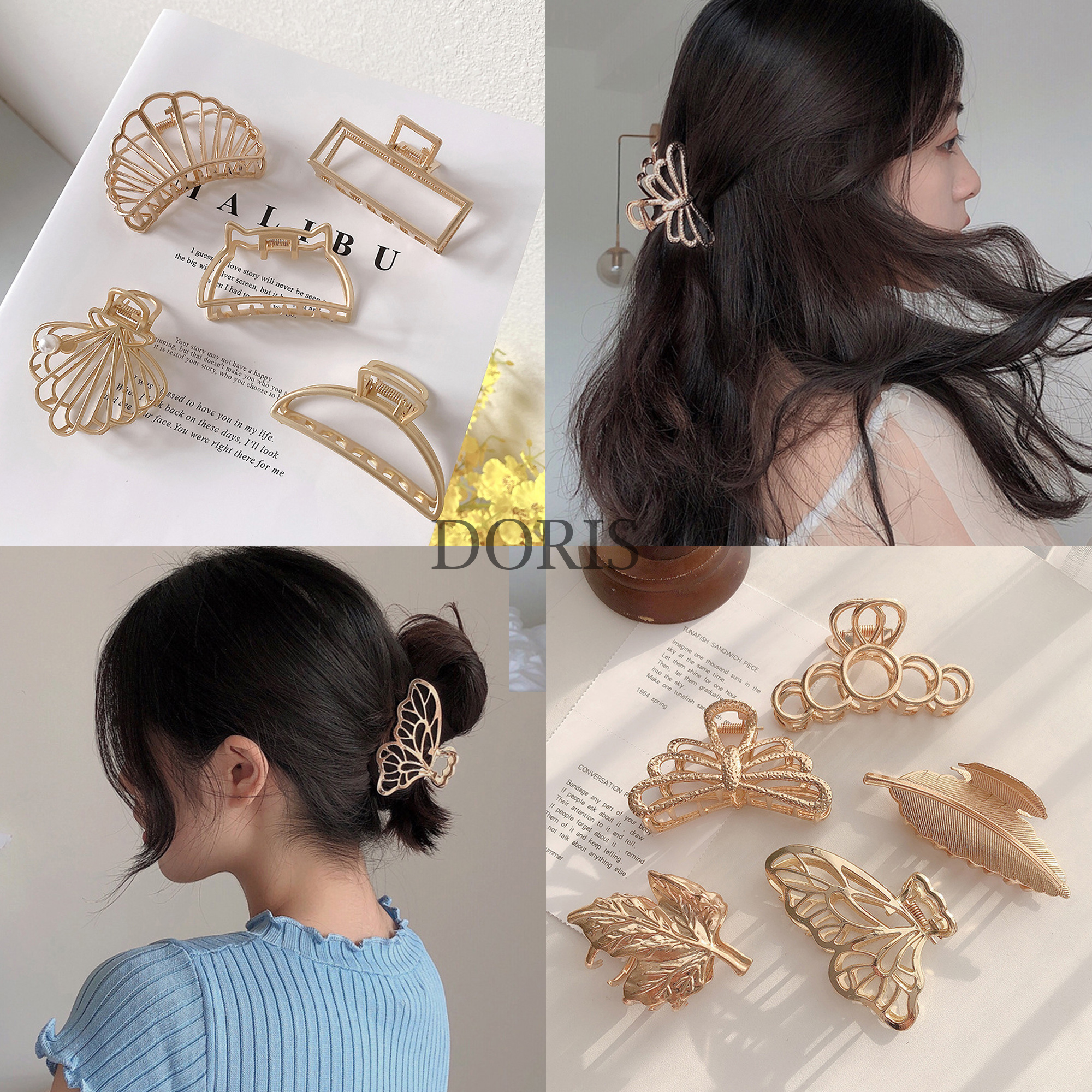 Kẹp tóc càng cua Kim Loại nhiều kiểu dáng- DORIS HOUSE