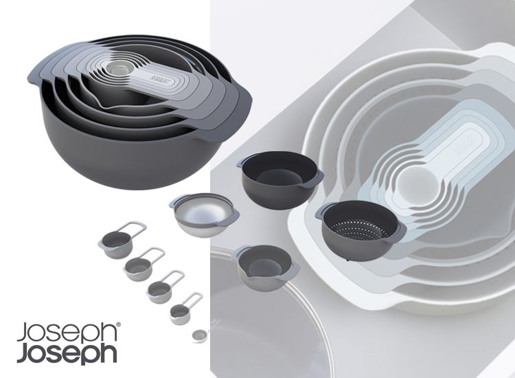 Set âu, rổ, đong joseph joseph 98468 nest 9 plus - tonal grey