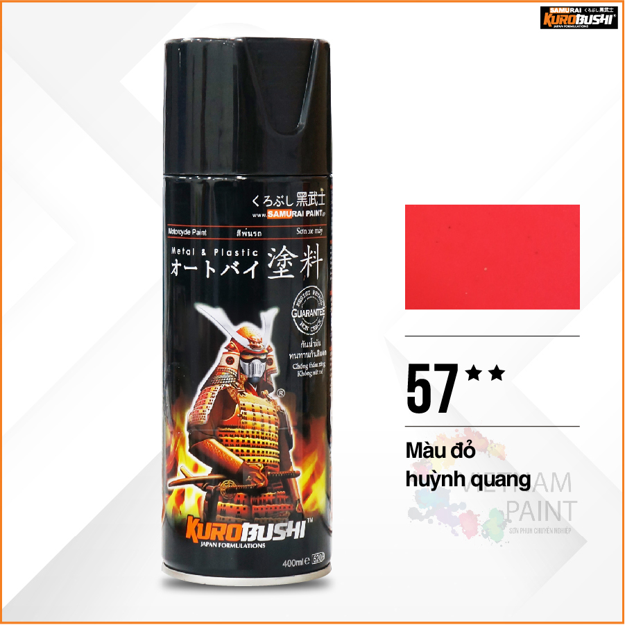 Sơn xịt samurai kurobushi - màu đỏ huỳnh quang 57 chuyên dùng cho xe máy