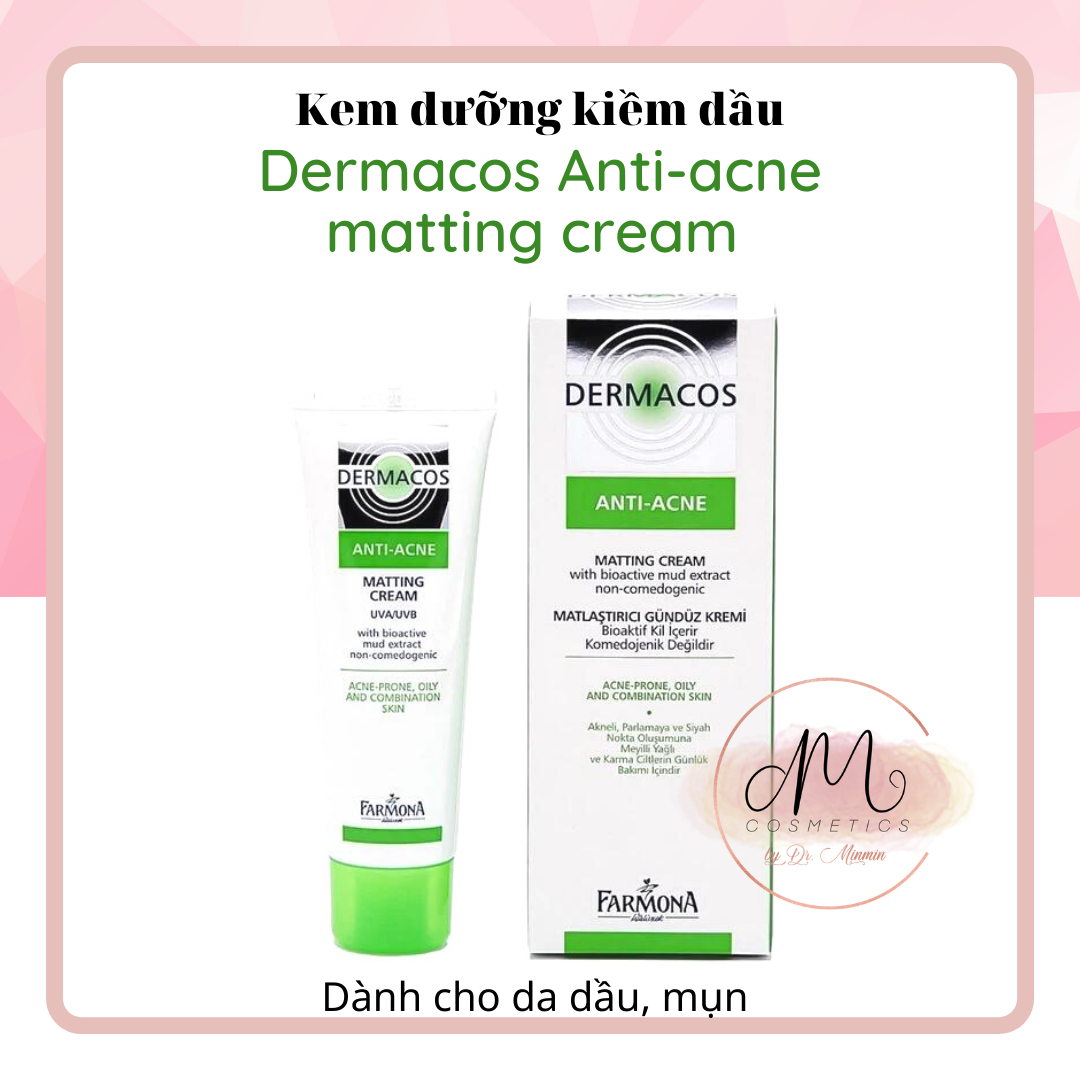 Kem dưỡng kiềm dầu Dermacos Matting cream dành cho da dầu, mụn