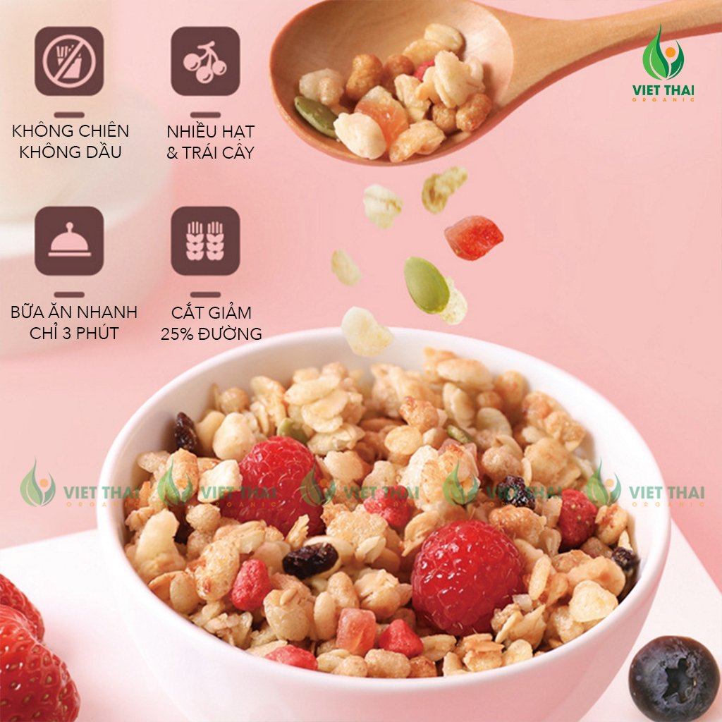 Ngũ cốc Calbee Giảm Cân Ăn Kiêng Nhật Bản mix hoa quả trái cây sữa chua dùng ăn sáng (Việt Thái Organic)