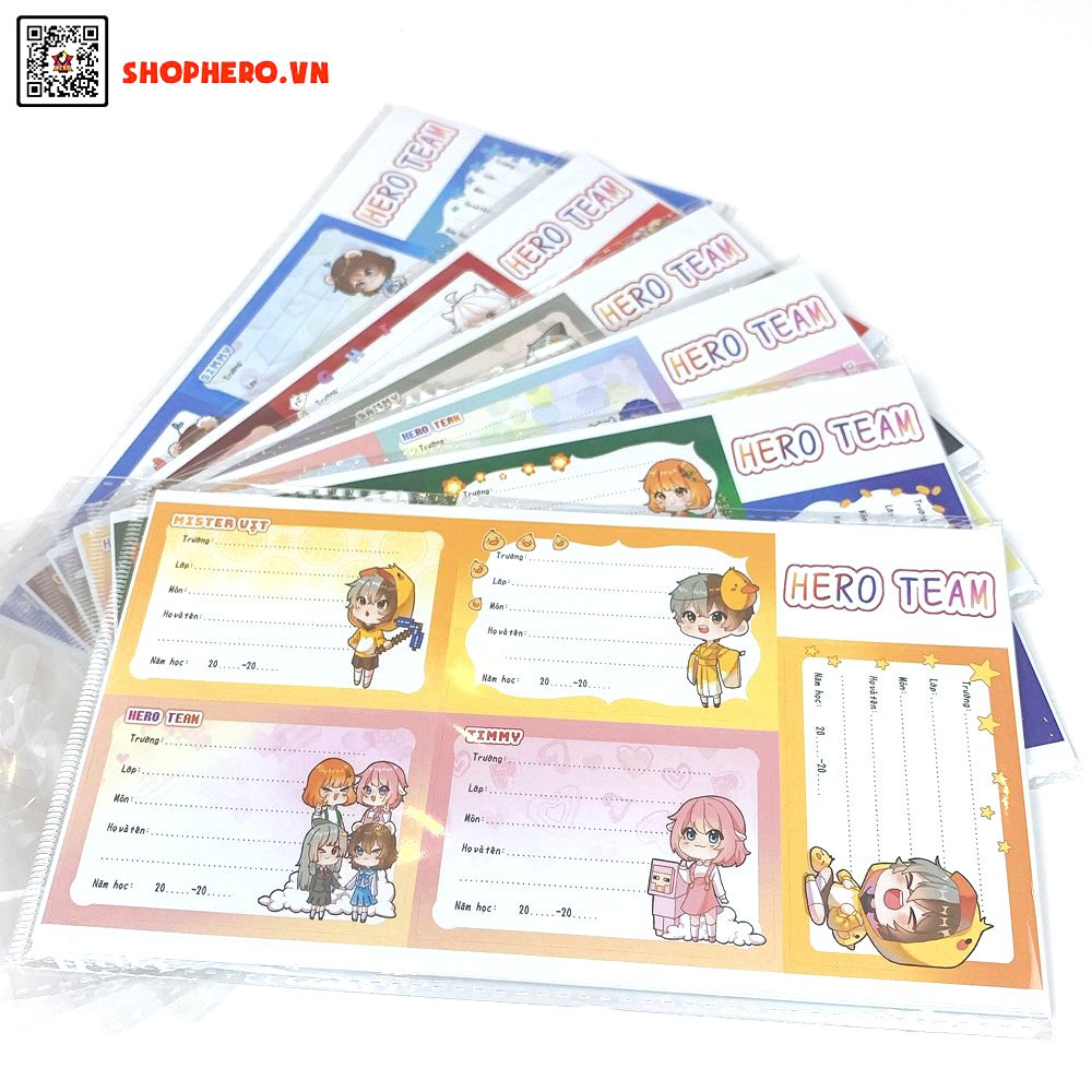 Sét 30 nhãn vở Hero Team