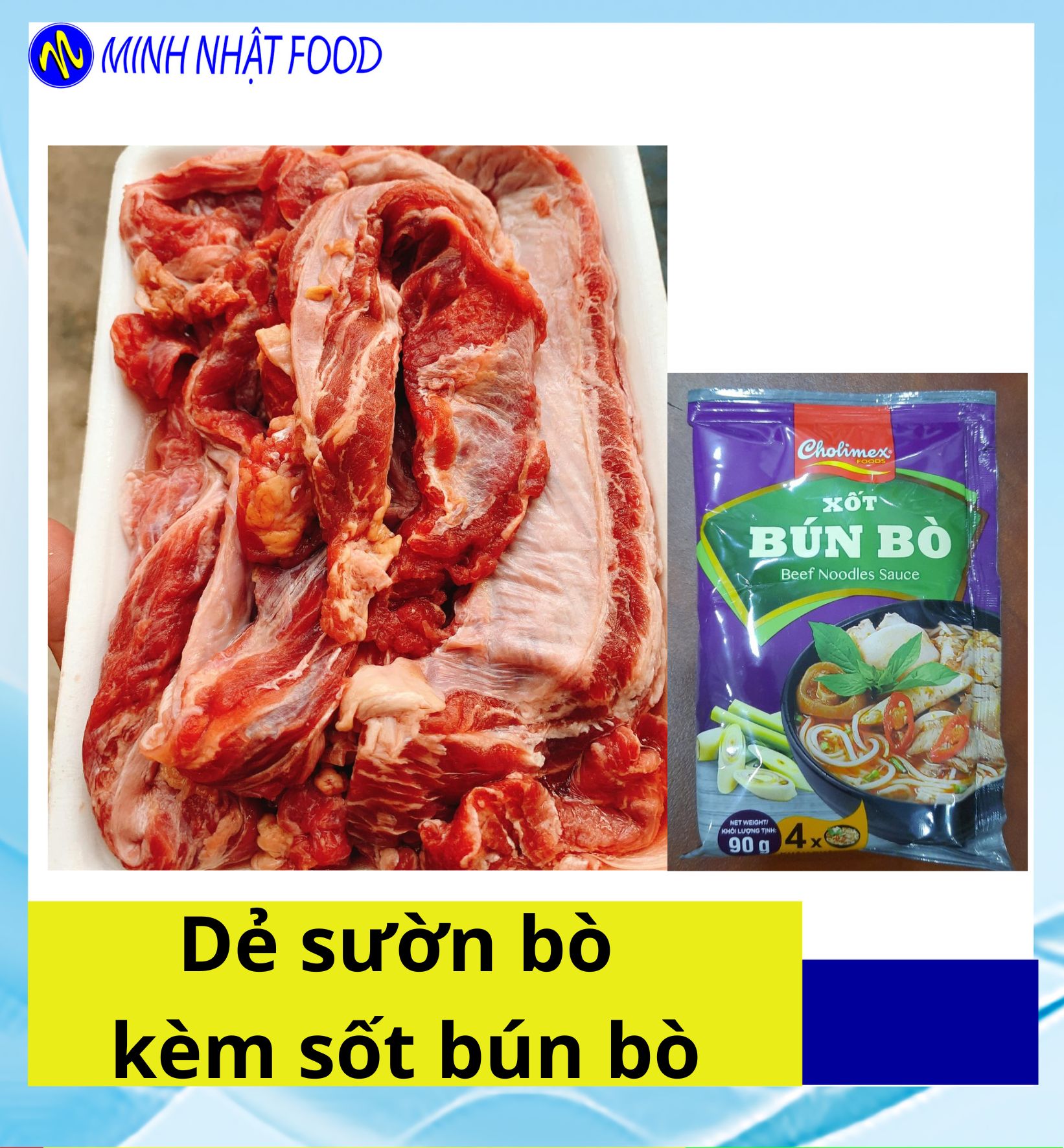 1kg dẻ sườn bò tặng kèm gia vị nấu bún bò huế cholimex chuẩn vị