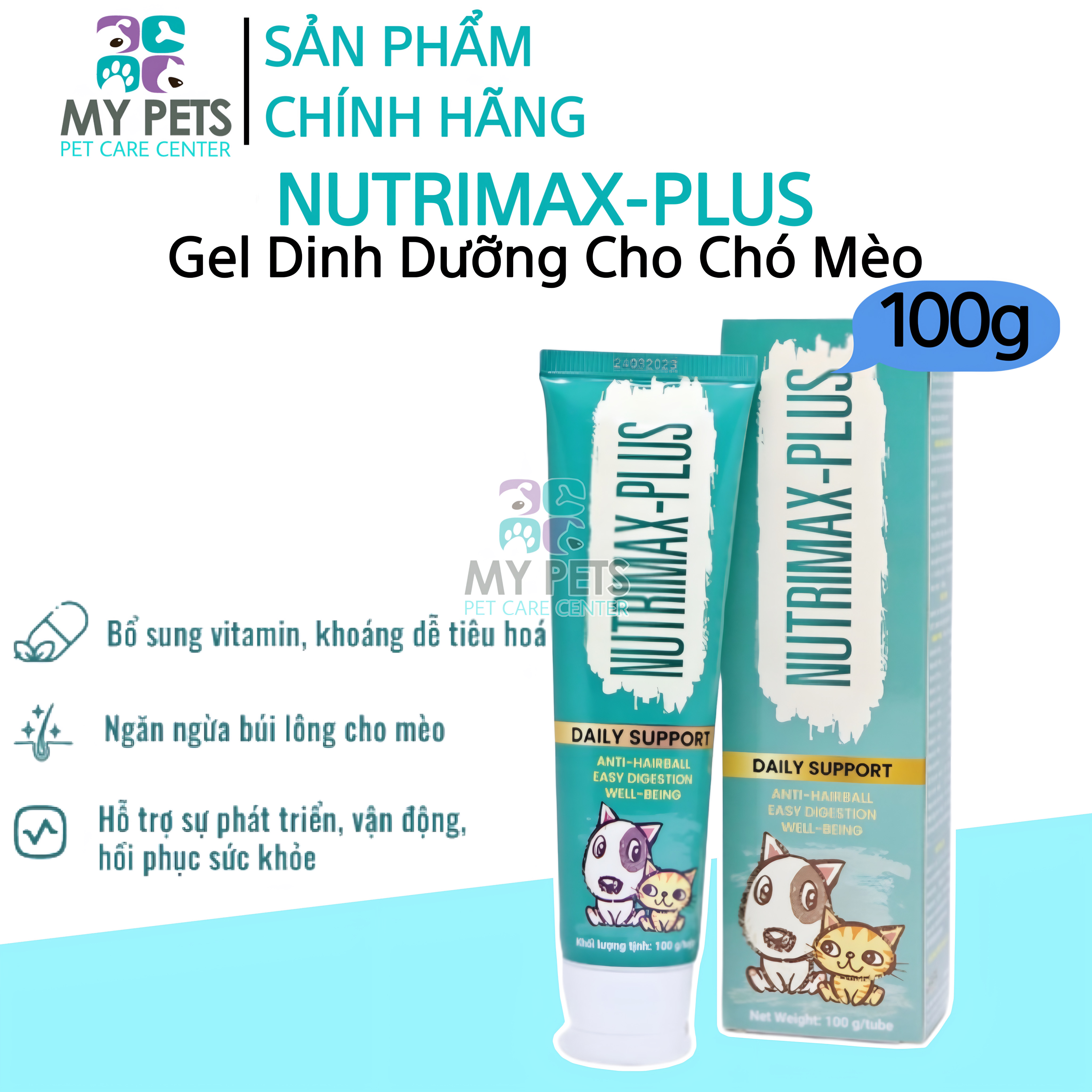 Nutrimax - plus gel bổ sung dinh dưỡng, vitamin và khoáng dành cho chó mèo - Tuýp 100g