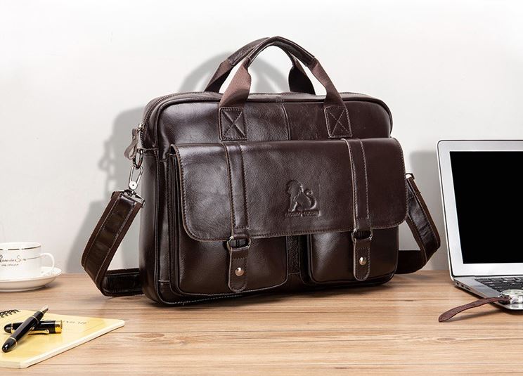 TÚI XÁCH CÔNG SỞ CAO CẤP. CỠ LỚN CHẤT DA BÒ THẬT CHỐNG CHÀY XƯỚC CHỊU UỐN NÉN ĐÀN HỒI BỀN BỈ THEO THỜI GIAN CẶP CHỨA LAPTOP 15,6 INCH