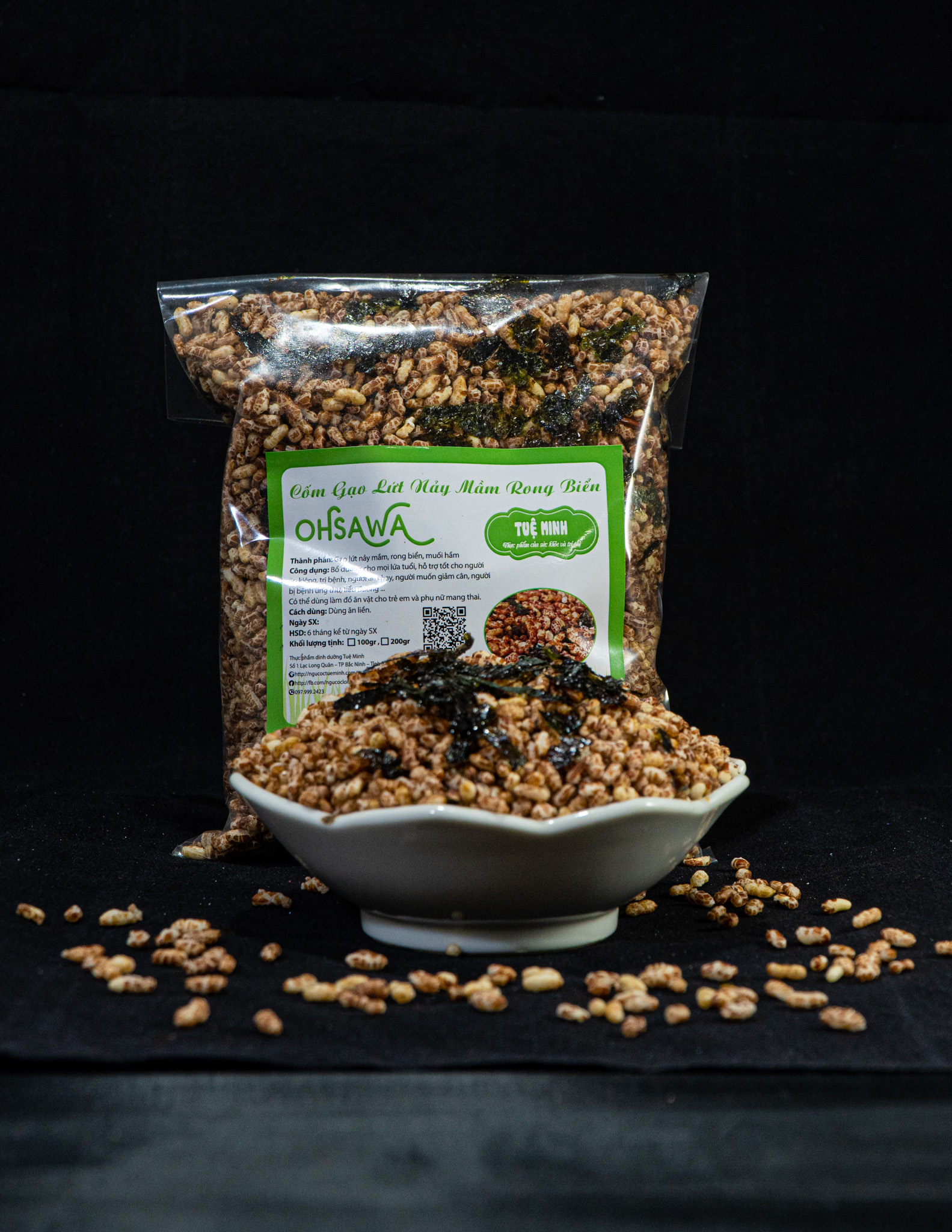 Cốm gạo lứt rong biển ăn liền Tuệ Minh gói 100gr