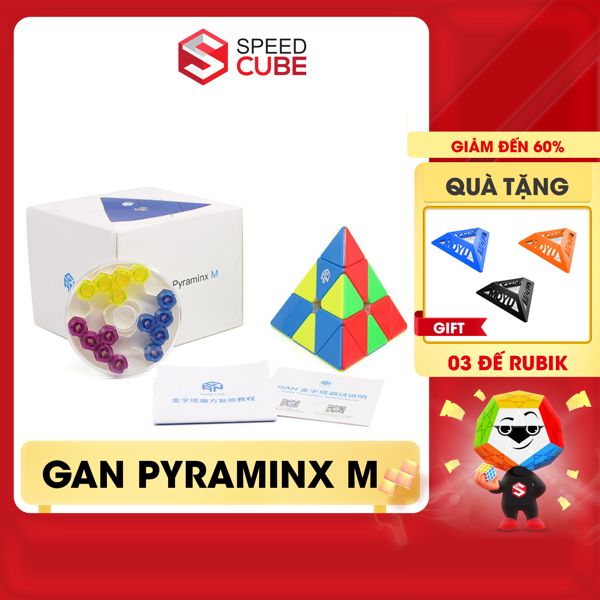 Rubik Tam Giác Gan Pyraminx M Có Nam Châm, Rubic Biến Thể Gan Chính Hãng - Shop Speed Cube