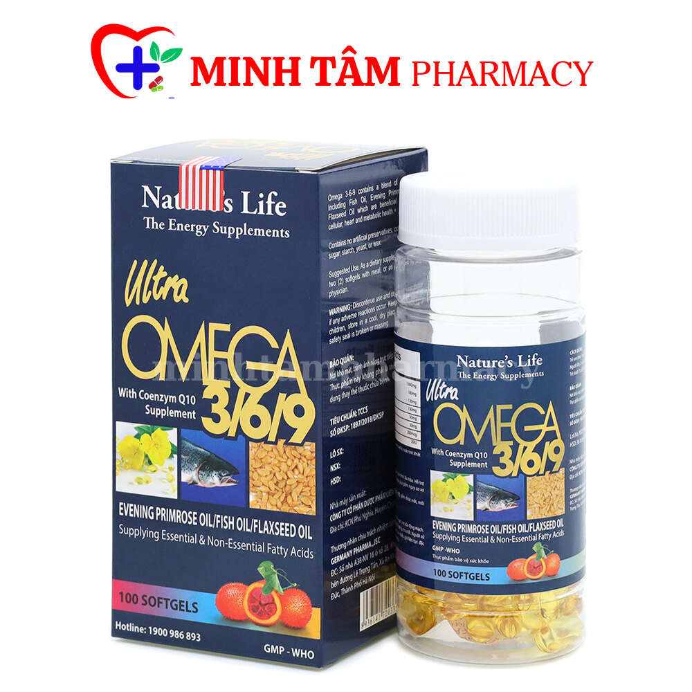 Dầu cá ultra omega 3/6/9 hỗ trợ hệ tim mạch , trí não , tăng cường thị lực , sáng mắt - 100 viên dầu cá omega 369