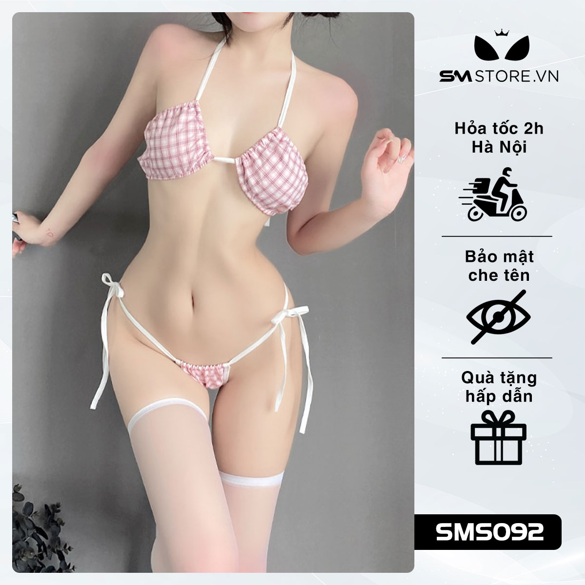 Bikini buộc dây 2 mảnh sexy với quần lót lọt khe siêu nhỏ - SMS092