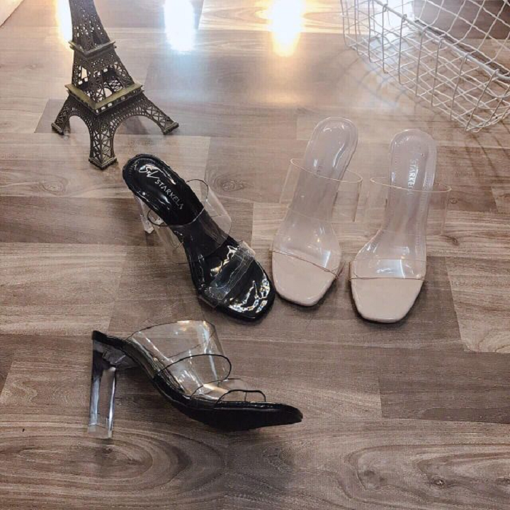 [Hoàn Tiền 15%]Guốc quai trong 2 dây trong sang chảnh đế dẹt 7p ( ảnh thật) HÀNG VNXK