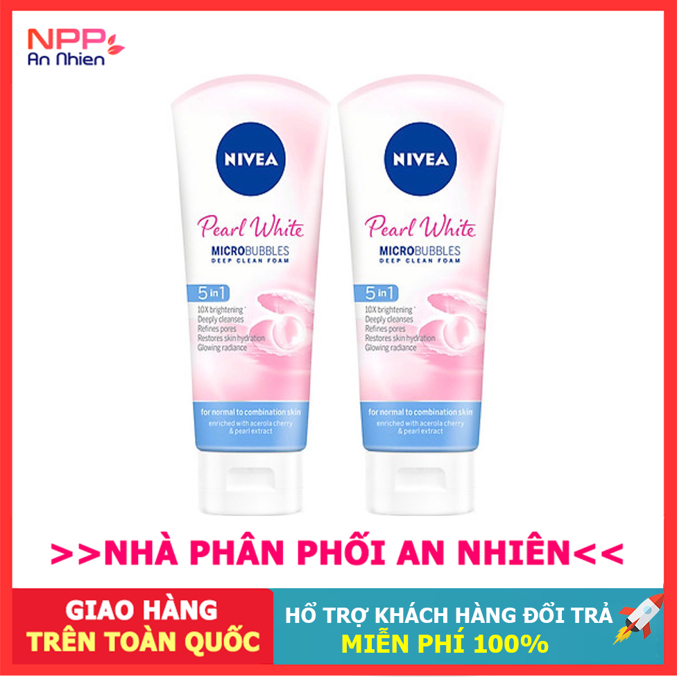 Bộ đôi sữa rửa mặt nivea pearl white giúp trắng da ngọc trai 81295