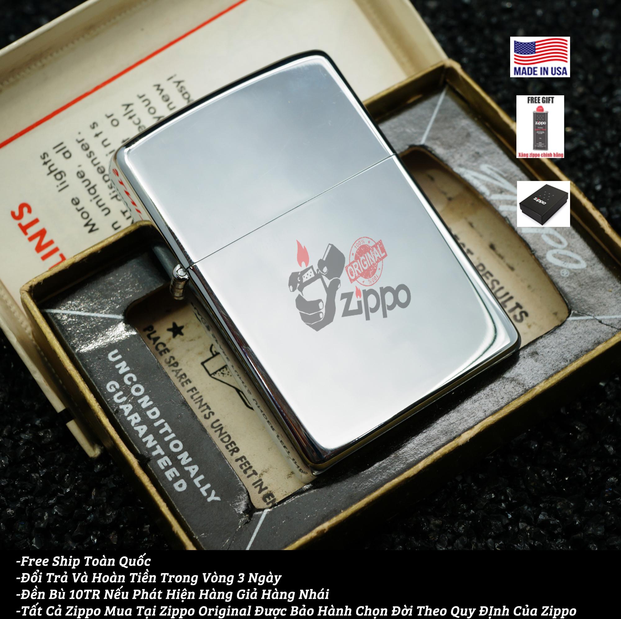 Bật lửa zippo la mã cổ sản xuất năm 1977 chất liệu chrome bạc bóng