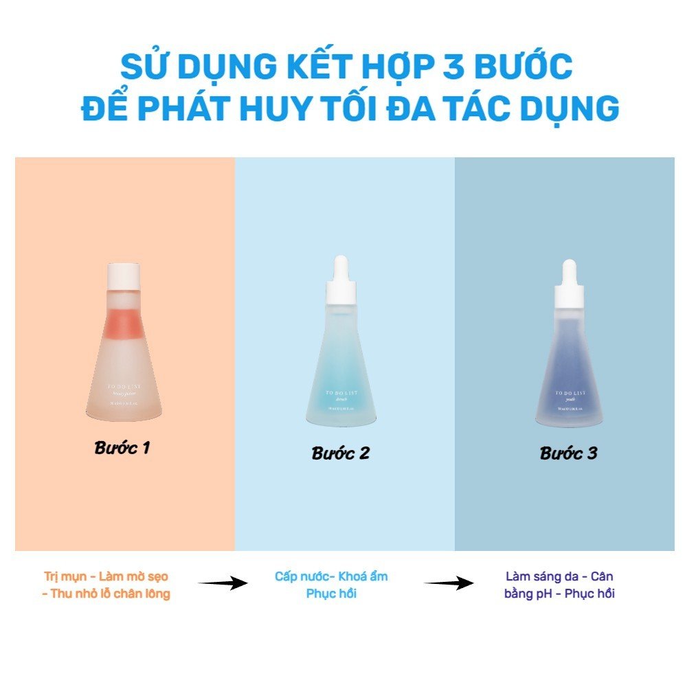 Bộ 3 tinh chất dưỡng da phục hồi, dưỡng ẩm, hỗ trợ giảm mụn To Do List
