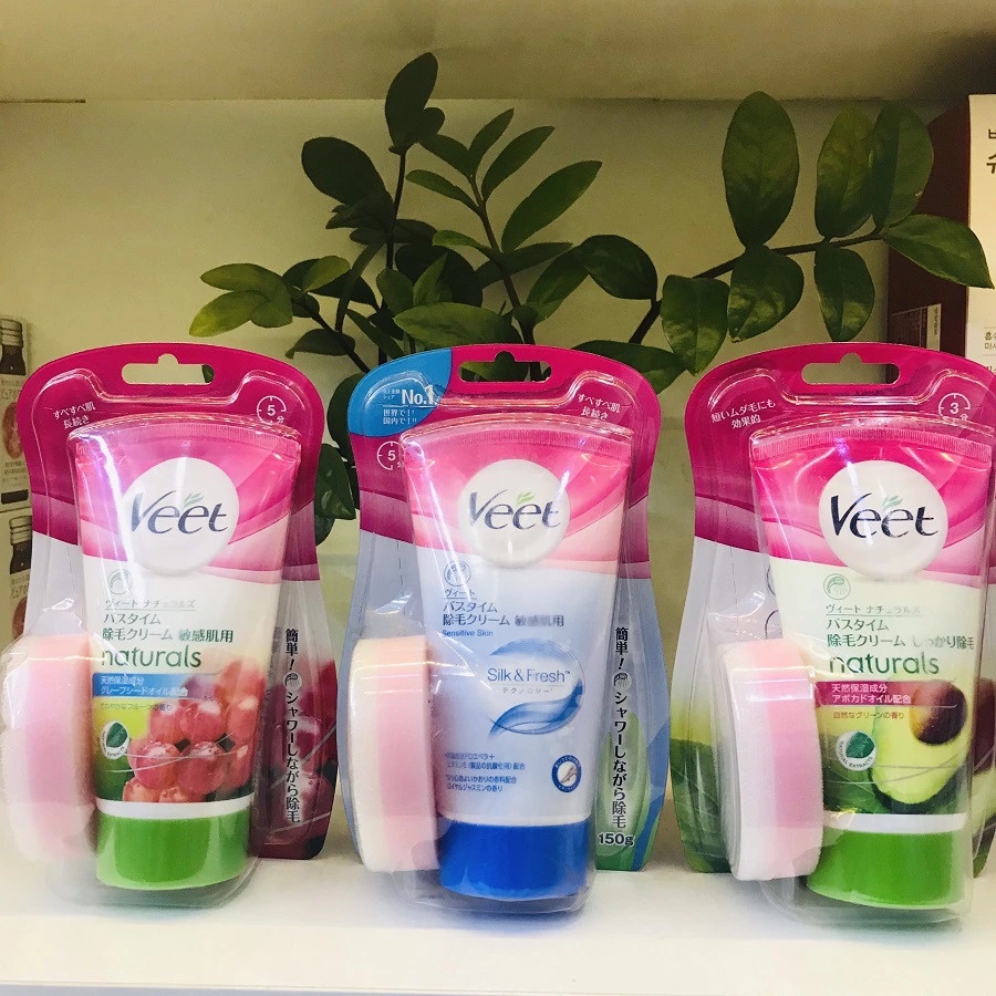 Kem tẩy lông veet 150g kèm mút Nhật Bản an toàn hiệu quả