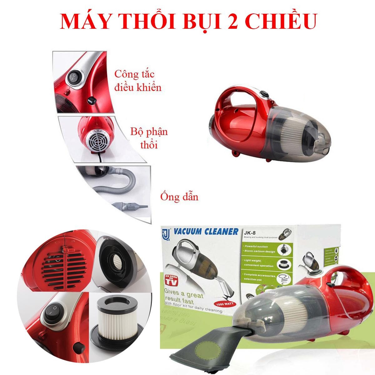 Máy hút bụi cầm tay vacuum cleaner jk8 công suất lớn 2 chiều hút và thổi linh hoạt được với các khe nhỏ