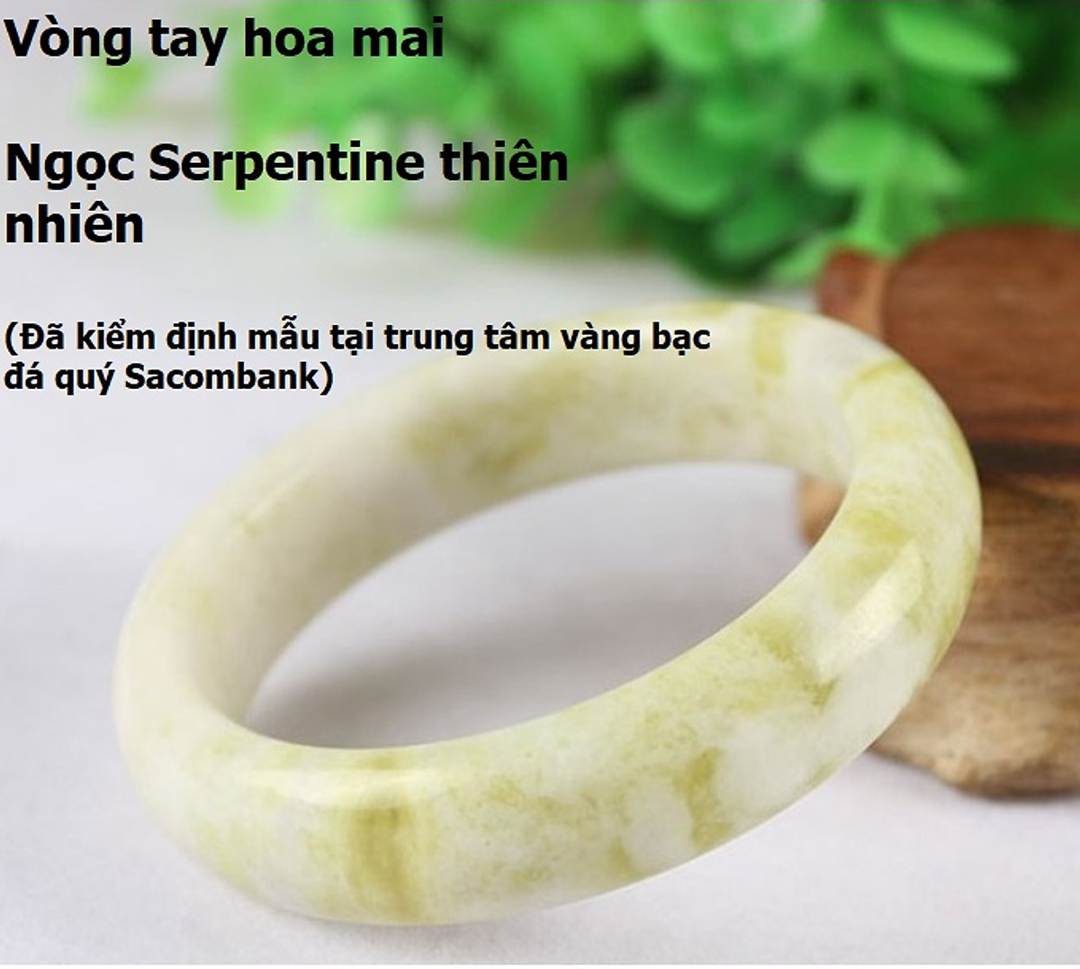 Vòng tay cẩm thạch Hoa mai Luxi green