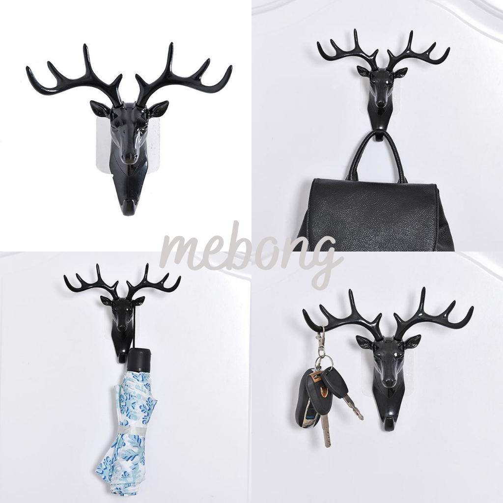 Móc dán tường, móc dán treo đồ hình đầu hươu sang chảnh, treo túi xách, chìa khóa, trang trí nhà