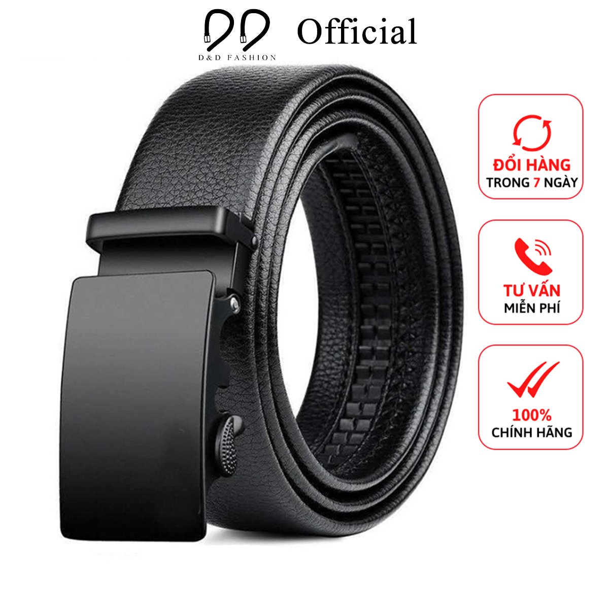 Thắt lưng nam màu đen huyền bí khóa tự động kim loại - D&D Fashion