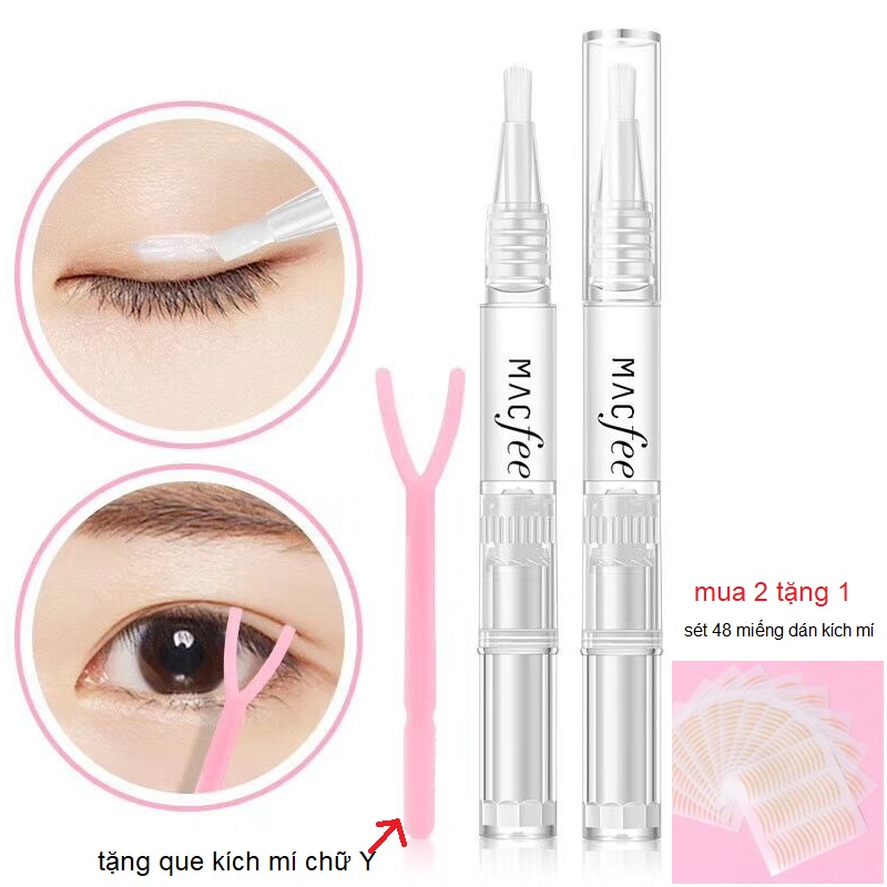 KEO KÍCH MẮT 2 MÍ DẠNG BÚT MACFEE- BÚT KÍCH MÍ KHÔNG MÀU TÀN HÌNH -   GEL KÍCH MÍ NHANH KHÔ TẠO MẮT  2 MÍ TO RÕ RÀNG-