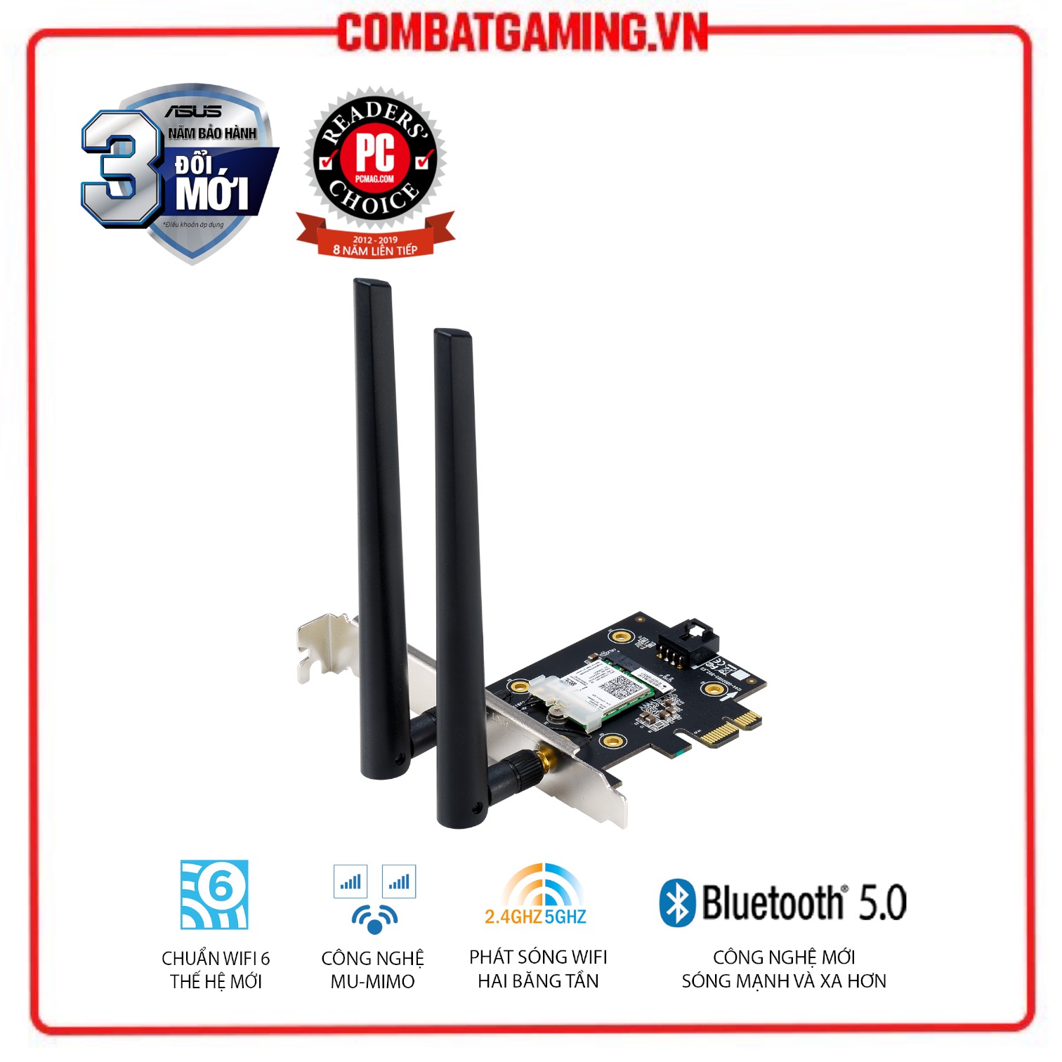 Card mạng pcie wifi 6 asus pce - ax3000 chuẩn ax3000 tray