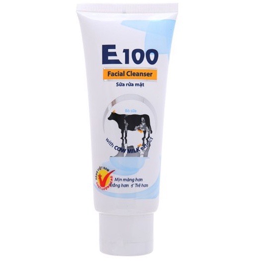 Sữa rửa mặt dưỡng trắng da e100 con bò facial cleanser 80ml