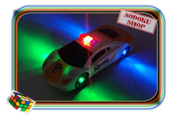 02153 xe đồ chơi có đèn và nhạc, xoay 360o, xe kiểu dáng sport police chạy pin có đèn nhạc