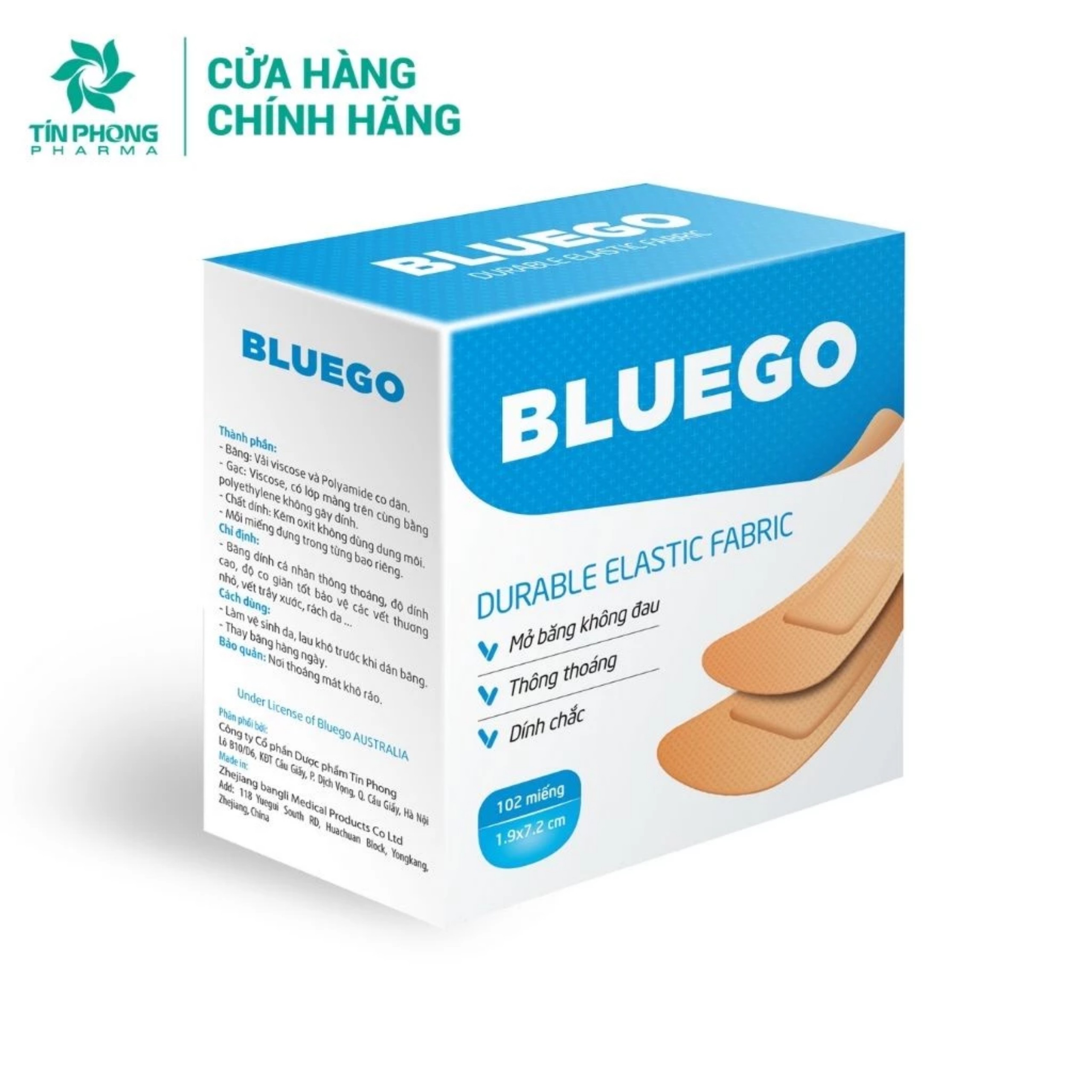 Băng cá nhân bluego hộp 102 miếng dính chắc