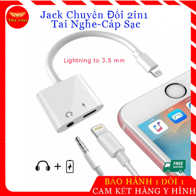 [Bán Chạy ]Cáp chuyển đổi 2in1 tai nghe Iphone chân Lightning to 3.5 mm, Jack chuyển đổi 2 cổng tai nghe kết nối bluetooth , cắm sạc IP, 2 trong 1, cap chuyen doi  vừa sạc, vừa nghe gọi tiện lợi
