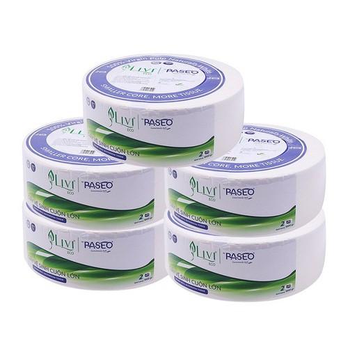 Combo 5 cuộn giấy vệ sinh cuộn lớn livi eco paseo 700g - 2 lớp