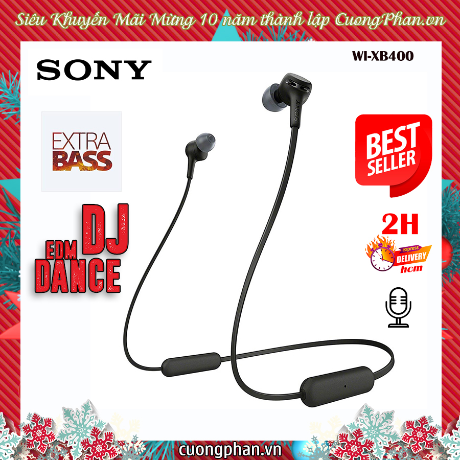 Tai nghe nhét tai bluetooth sony extra bass wi-xb400 - hàng chính hãng sony việt nam - âm bass mạnh mẽ
