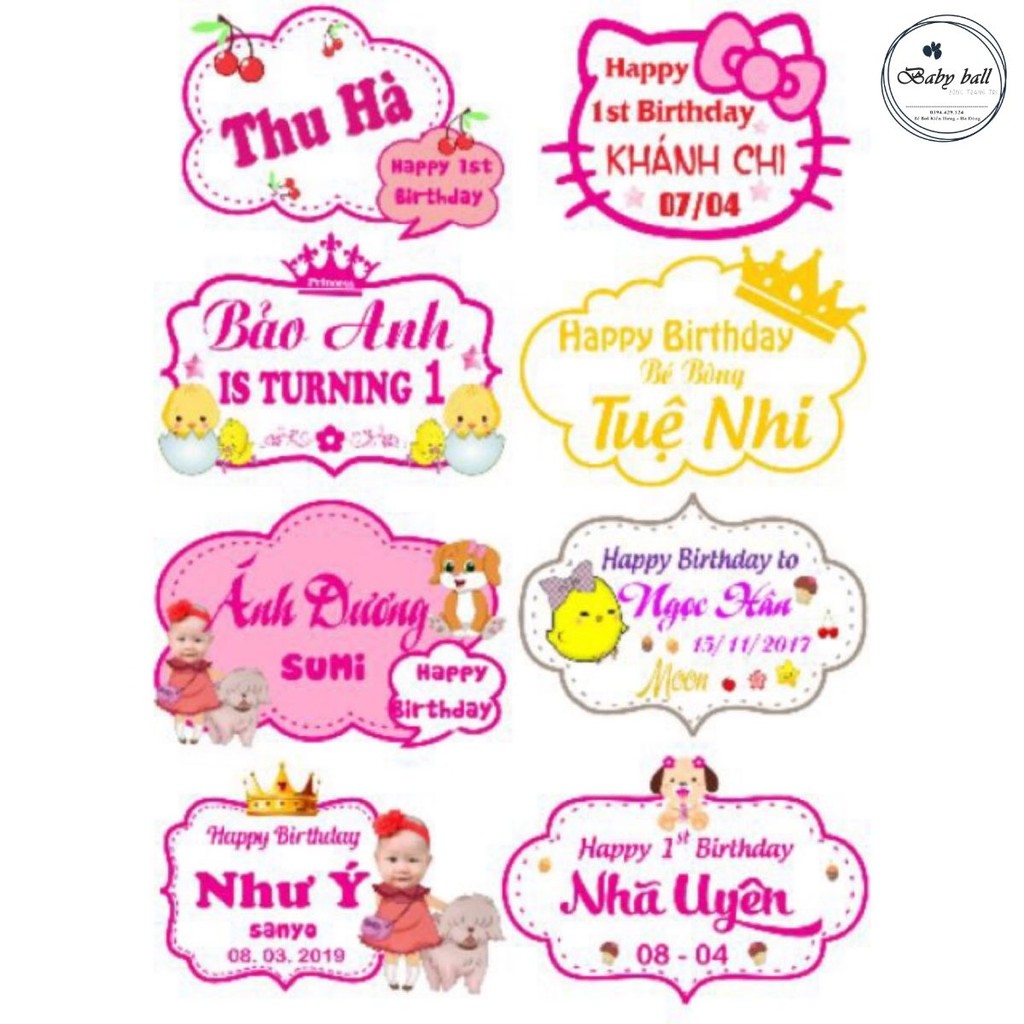Bẳng tên sinh nhật cho bé