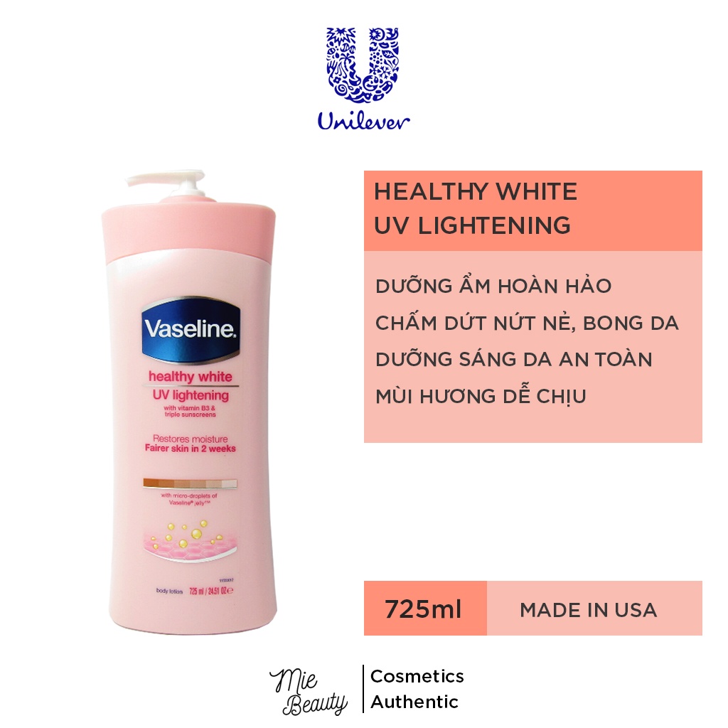 Sữa dưỡng thể Vaseline Healthy White UV Lightening Body Lotion 725ml
