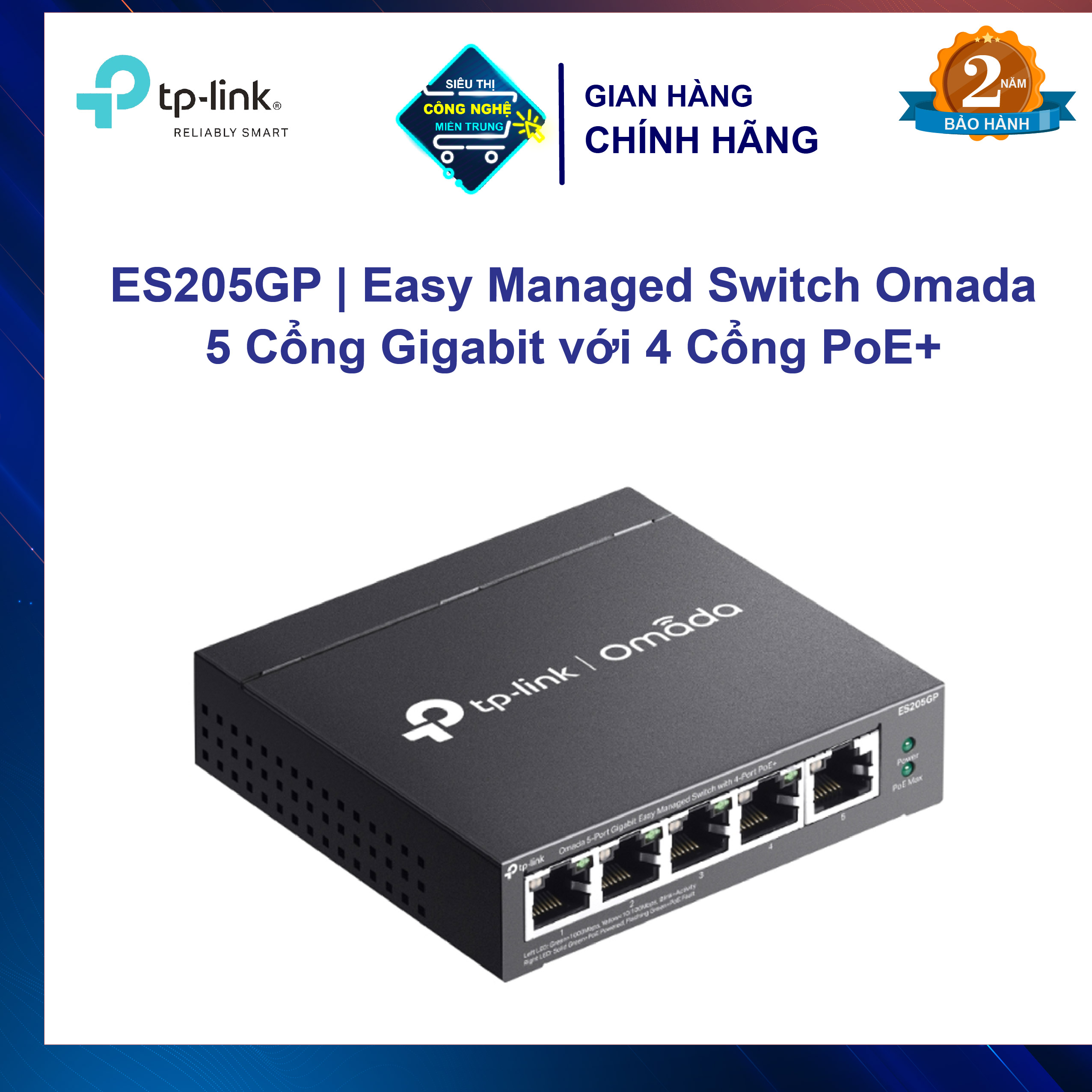 ES205GP | Easy Managed Switch Omada 5 Cổng Gigabit với 4 Cổng PoE+