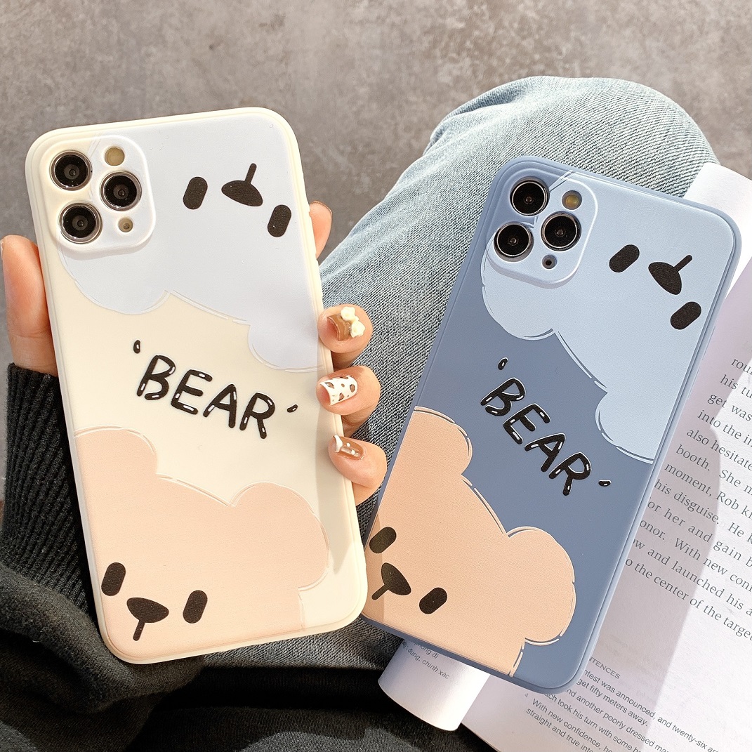 Ốp lưng silicon màu bảo vệ camera bear