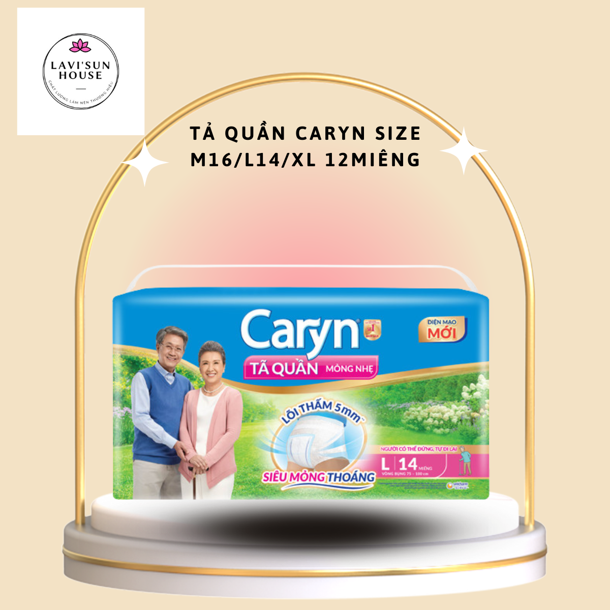 Tã quần Caryn siêu thấm mỏng nhẹ mẫu mới, caryn cho người già đủ size M16 L14 XL12 full size