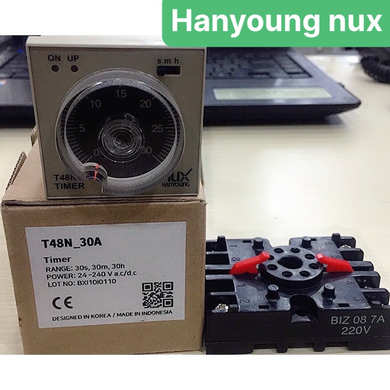 Bộ rờ le thời gian t48n-30a - đế biz-08 hanyoung nux