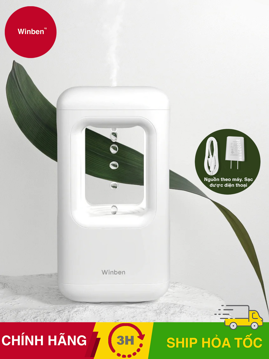 Máy phun sương WINBEN thế hệ mới dùng được tinh dầu, tạo độ ẩm Xiaomi youpin Winben 500ml