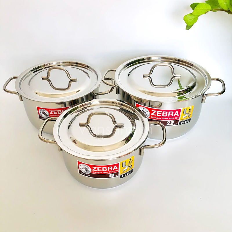 Bộ nồi inox 304 - 3 đáy extra zebra 180827 - thái lan