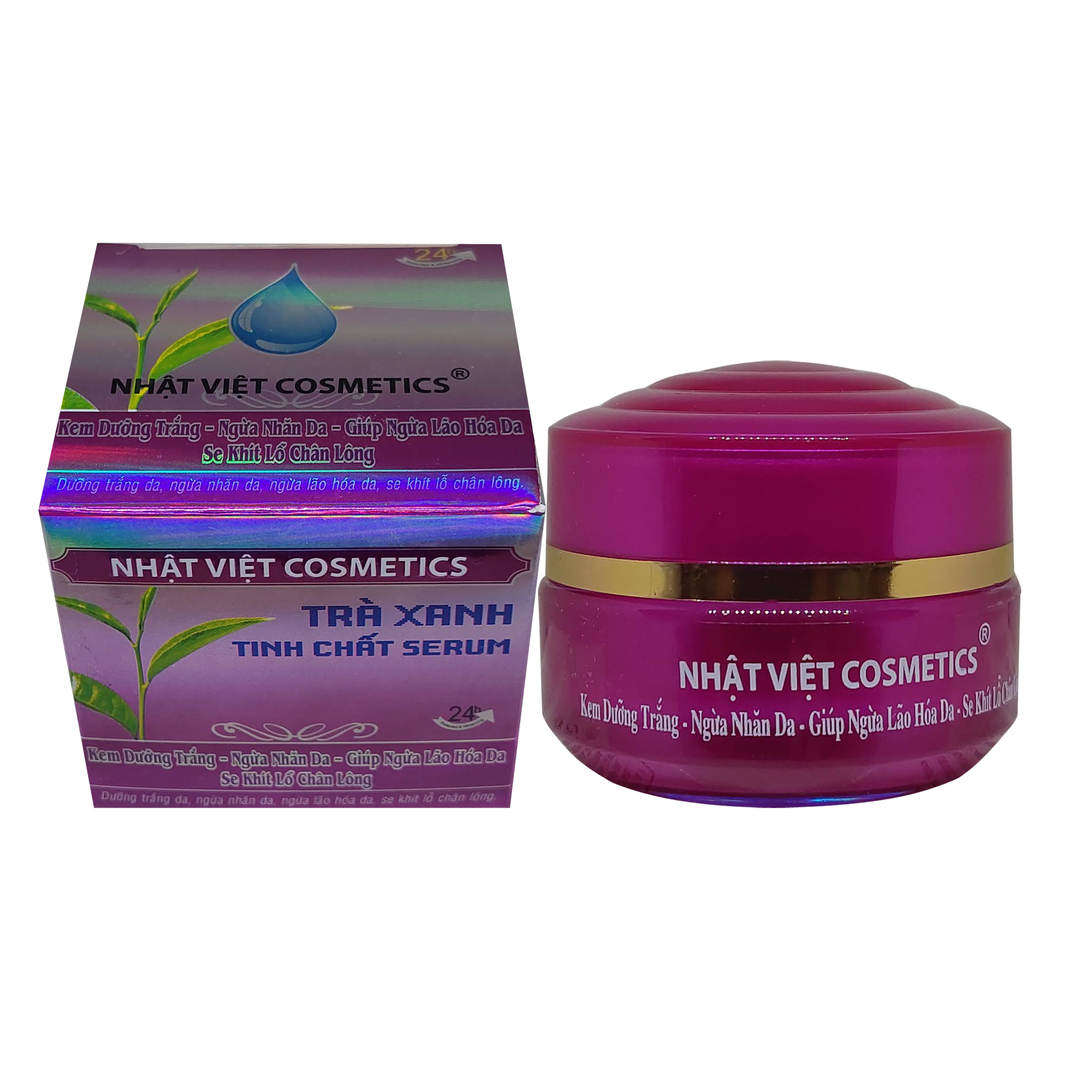 Kem Dưỡng Trắng Ngừa Nhăn Lão Hóa Se Khít Lỗ Chân Lông Trà Xanh Tinh Chất Serum NHẬT VIỆT COSMETICS 13g