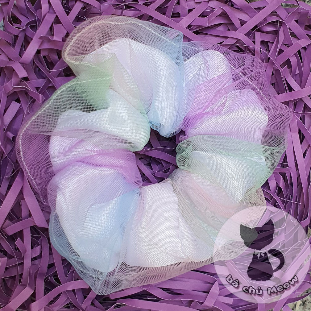 Scrunchies Cầu Vồng - Đồ Cột Tóc 2 Lớp - Dây Cột Tóc Voan
